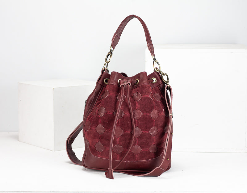 Danae bag - Burgundy handwoven leather