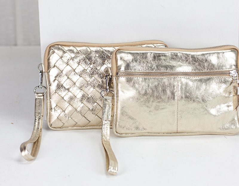 Antheia clutch wallet - Coated leather in Rose gold, Yellow gold, Silver or Brass - milloobags