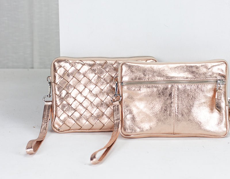 Antheia clutch wallet - Coated leather in Rose gold, Yellow gold, Silver or Brass - milloobags