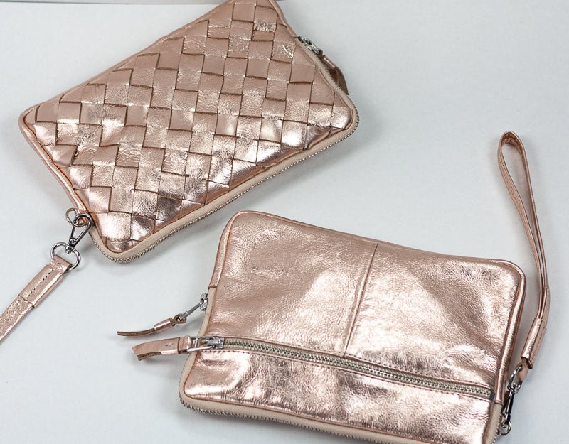 Antheia clutch wallet - Coated leather in Rose gold, Yellow gold, Silver or Brass - milloobags