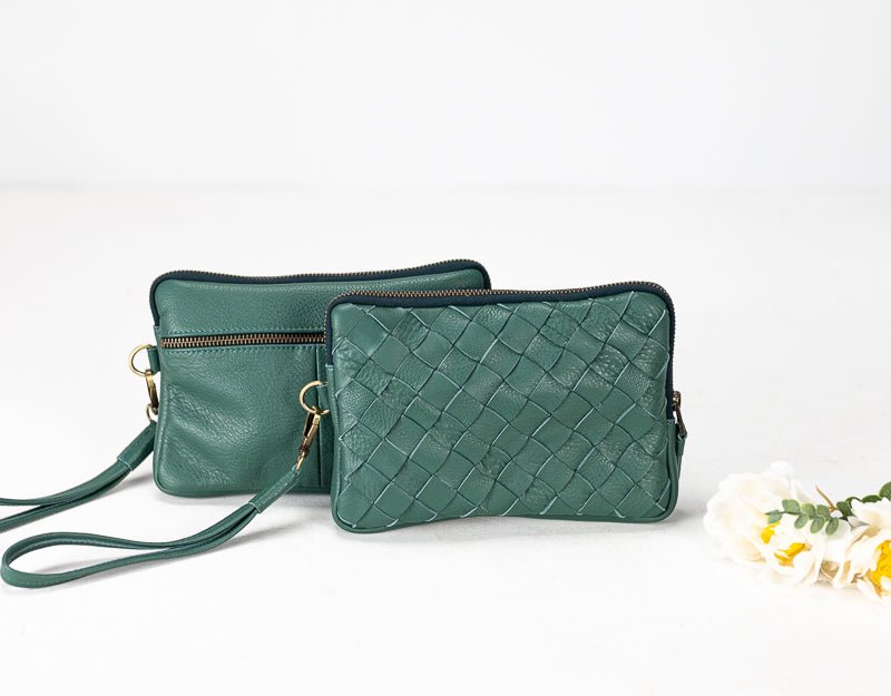 Antheia clutch wallet - Petrol green leather - milloobags