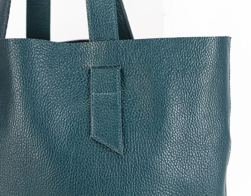 Calisto tote bag - Midnight green pebbled leather - milloobags