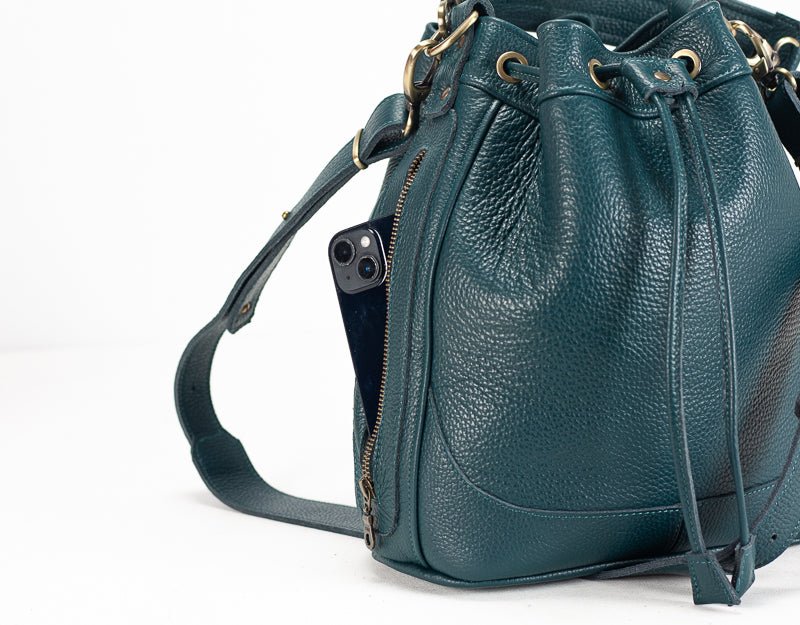 Danae bag - Midnight green pebbled leather - milloobags