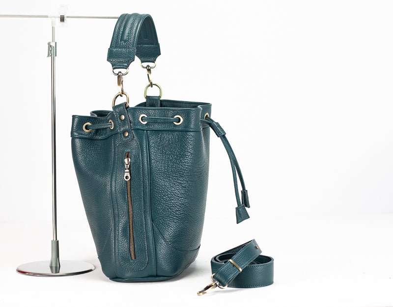 Danae bag - Midnight green pebbled leather - milloobags