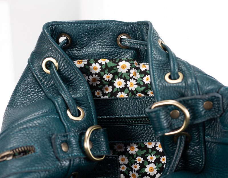 Danae bag - Midnight green pebbled leather - milloobags