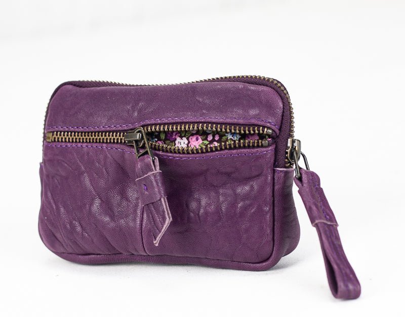 Antheia mini wallet - Imperial purple leather - milloobags