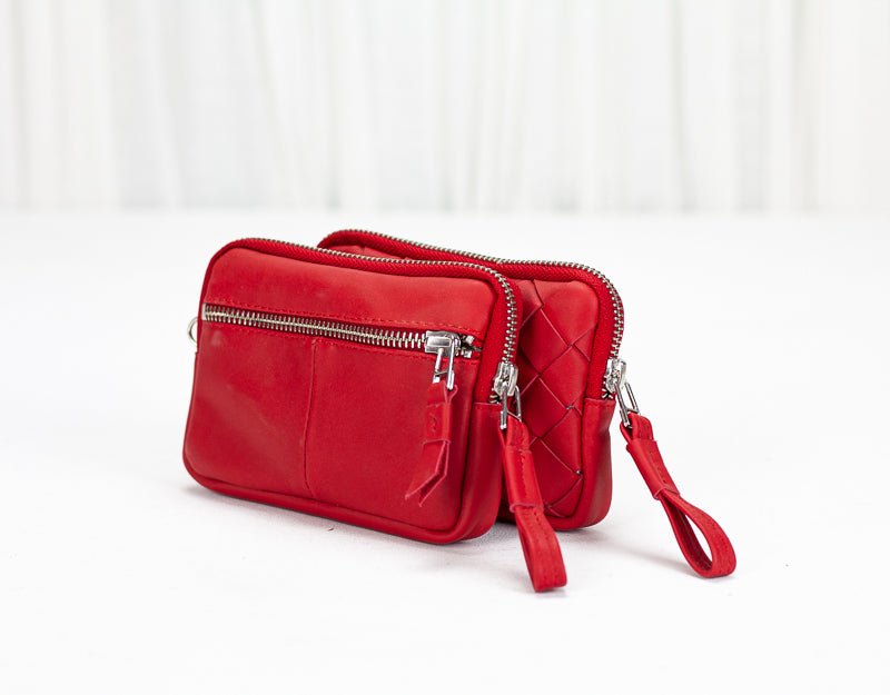 Antheia mini wallet - Red leather - milloobags