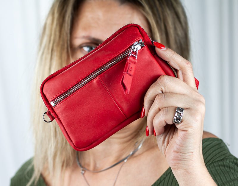 Antheia mini wallet - Red leather - milloobags