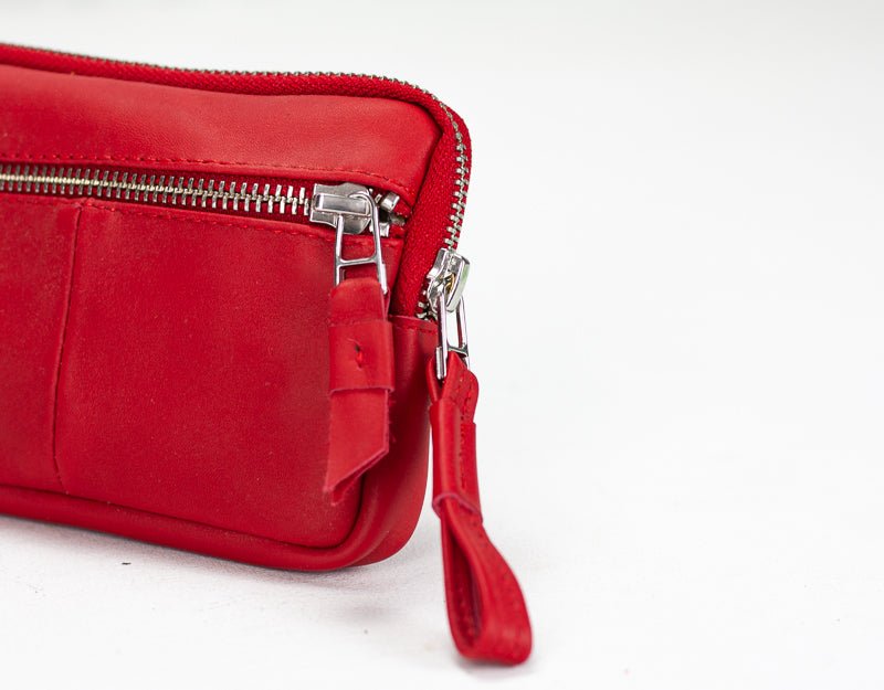 Antheia mini wallet - Red leather - milloobags