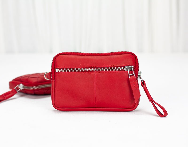 Antheia mini wallet - Red leather - milloobags