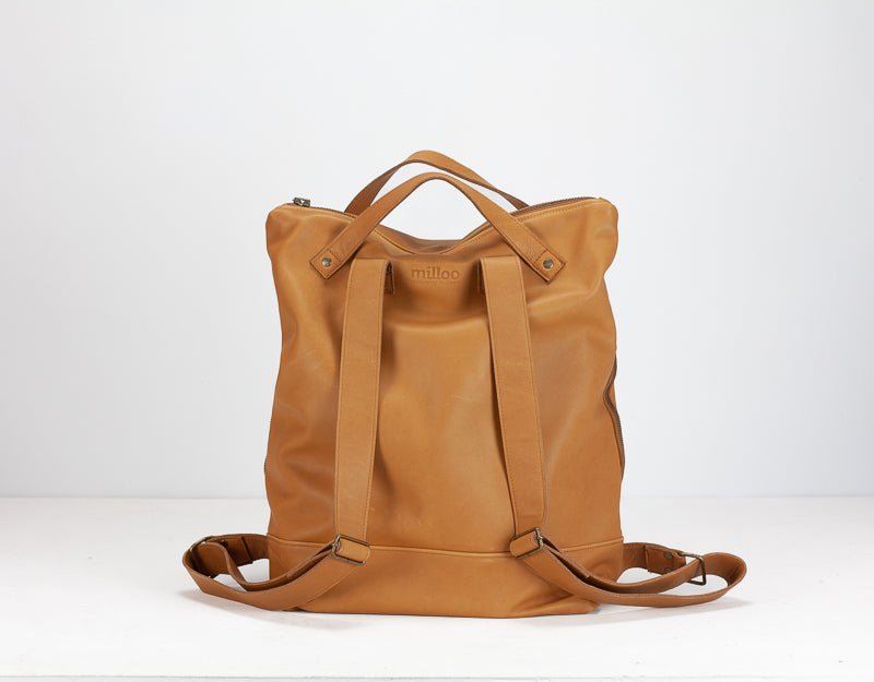 Minos backpack - Tabac brown hand woven leather - milloobags