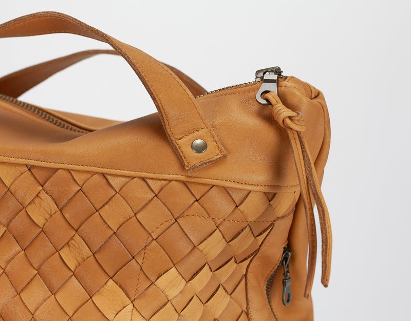 Minos backpack - Tabac brown hand woven leather - milloobags