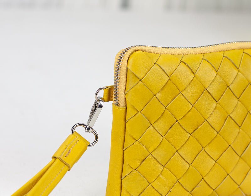 Antheia clutch wallet - Handwoven Yellow leather - milloobags