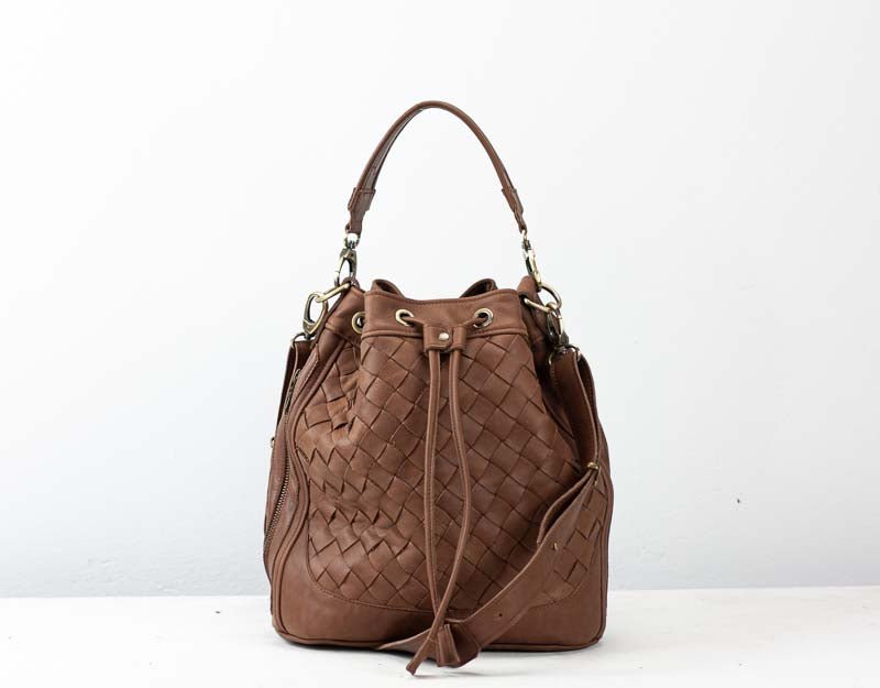 Quilted Two-Way Zip Mini Bag - Chocolate