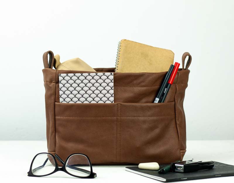 GetUSCart- Felt Insert Fabric Purse Organizer Bag, Bag Insert In Bag with  Zipper Inner Pocket Fits Neverfull Speedy 8010 Brown M