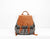 Artemis backpack - Black n White cotton and Brown leather - milloobags