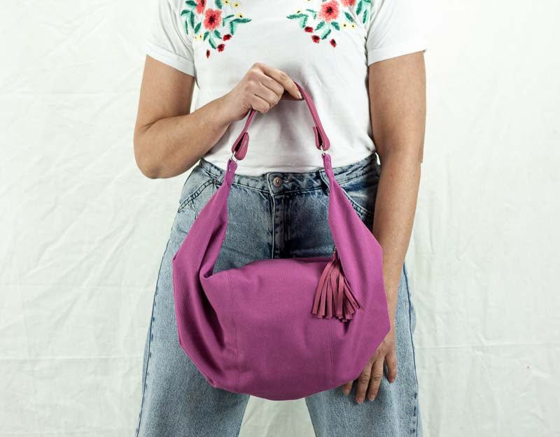 Kallia mini bag - Antique fuchsia canvas and leather - milloobags